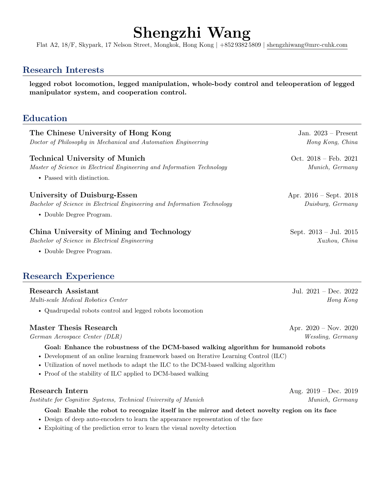 Shengzhi Wang CV, page 1