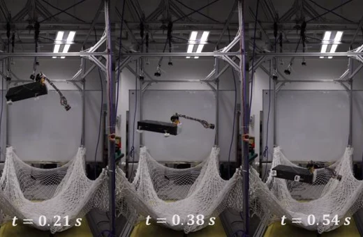 Quadruped robot using a morphable tail to prepare for landing